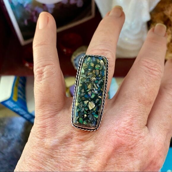 Copper Ethiopian Opal Sterling Silver Ring Size 8.5 - Picture 6 of 6